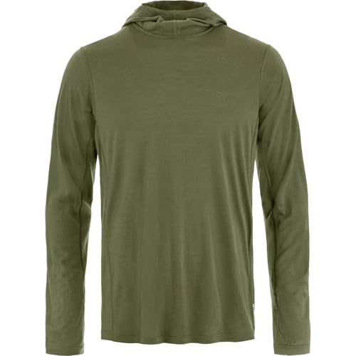 Fjällräven Abisko Men's Wool Hoodie - Temperature Regulating Merino Wool, Lightweight Warmth - Hiking, Trekking, Laurel Green, Medium