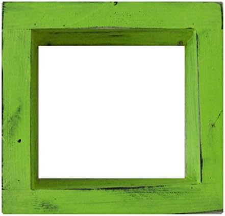 Square Wood/Wooden Shadow Box Display - 12" x 12" - Lime Green - Decorative Reclaimed Distressed Vintage Appeal