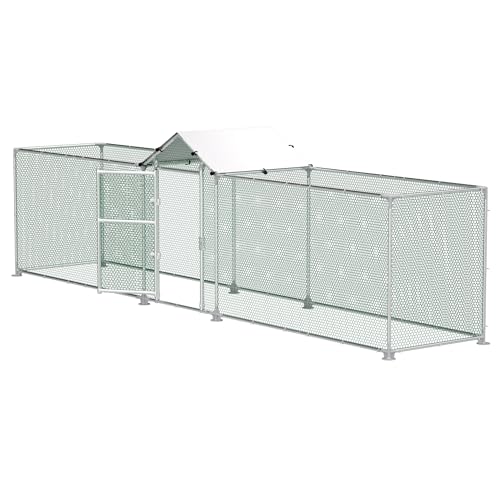 LZQ Pollaio, recinto a ruota libera, tetto pollaio, pollame, struttura in acciaio zincato (L 500 x L 100 x A 150 cm)