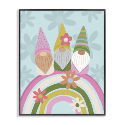 Groovy Pink Garden Gnomes Rainbow, 16 x 20 Inch Framed Giclée Print