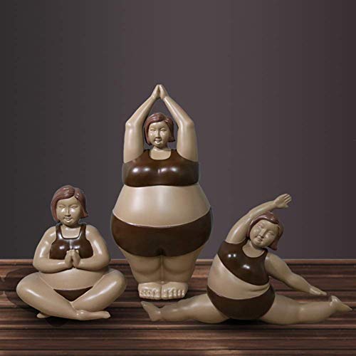Statue de pose de yoga en polyrésine beige décorative de 35cm - 3