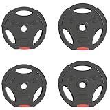 SPORTNOW Set di 4 Dischi Pesi con Foro da 2.5 cm 2x5 kg e 2x2.5 kg Nero