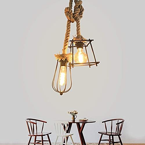 Suspension corde de chanvre pour illuminer une pièce sombre au style rustique industriel
