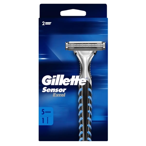 Gillette Sensor Excel golarka męska, golarka + 3 ostrza z podwójnym ostrzem, prezent dla mężczyzn