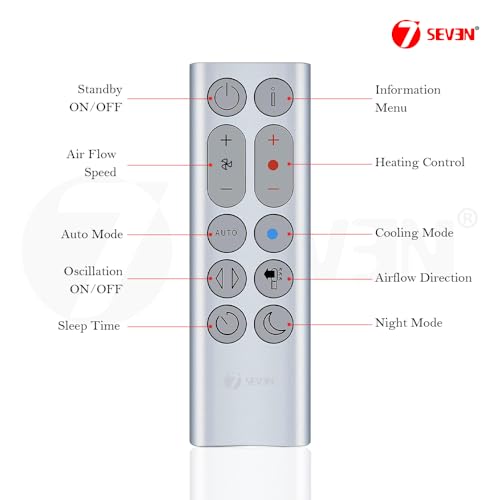 Image of 7SEVEN Compatible with Dyson Fan Remote Model HP04 HP05 HP06 HP09 Pure Hot + Cool Air Purifier Heater Heat /Cool Fan, Non Magnetic Housing, Required CR2032 Battery