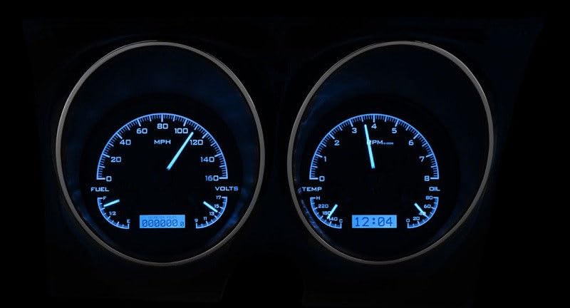 Dakota Digital 67 68 Chevy Camaro Pontiac Firebird Analog Gauge Black Alloy Blue VHX-67C-CAM-K-B - Image 3