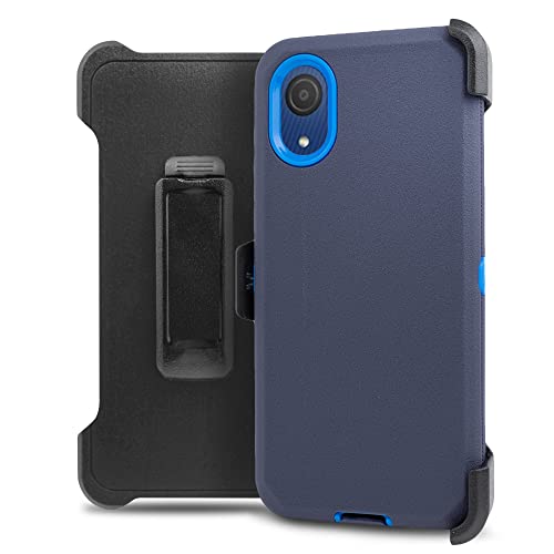Thousandgear Compatible for Samsung Galaxy A03 CORE 2022 Holster Case with Built in Screen Protector Heavy Duty Protector Anti Shock Full-Body Protective Phone Cover (Navy)