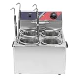 Electric Noodle Cooker 4 Holes Cooking Machine, Stainless Steel Electric Pasta Cooker with 4 Strainer Baskets, Temperature Adjustable Boiler for Spaghetti Macaroni, Ramen, 110V 3.5KW US plug