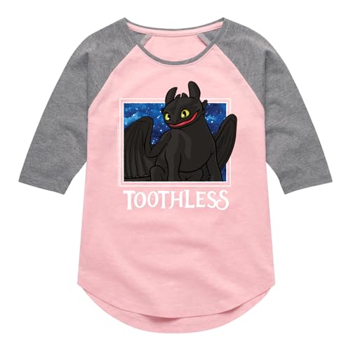 How to Train Your Dragon - Toothless Stars - Toddler & Youth Girls Raglan Graphic T-Shirt