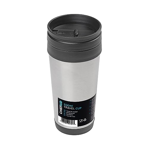 Chef Aid 500ml Travel Cup, Perfect for Commuting, Active Lifestyles, Sutiable for Hot and Cold Drinks, Leakproof Design, Dishwasher Safe, BPA-Free, Metalic