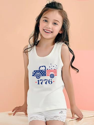 Image of 4th of July Tank Tops Boys Girls American Flag Shirts Kids Patriotic USA T-Shirt Cotton Sleeveless Tees Tops 1-7T