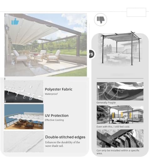 Toile-ombrage rétractable vague pour bloquer la chaleur sur la terrasse