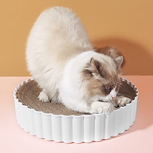 Asdf586Io Cat Scratcher Cardboard For Scratch Play Perch, Cat Scratch Pad Round Wear-Assistant Corrugated Paper Claw Training Blanket - White L #TOP2