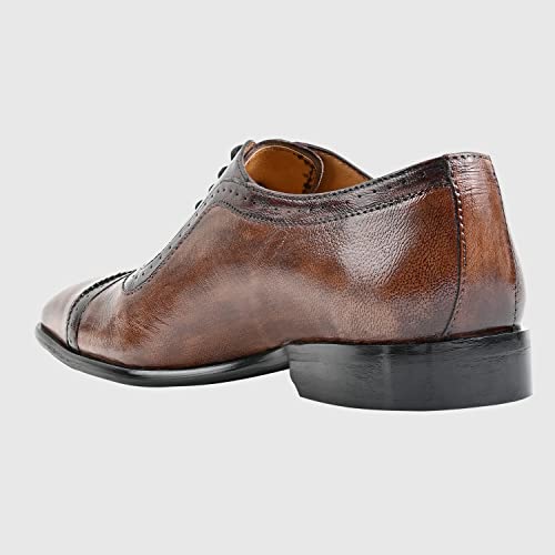 Image of Egle Men's Hand Crafted Oxford Formal Genuine Leather Shoes in Coffee Shade.