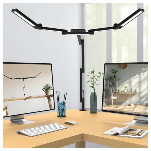 Architect Desk Lamp with 5 Light Bars for Home office, 32.5Inch Long Led Desk Light with Clamp, 24W Tall Foldable Computer Monitor Lamp with Swing Arm, Bright Table Light for Desktop Working Drafting