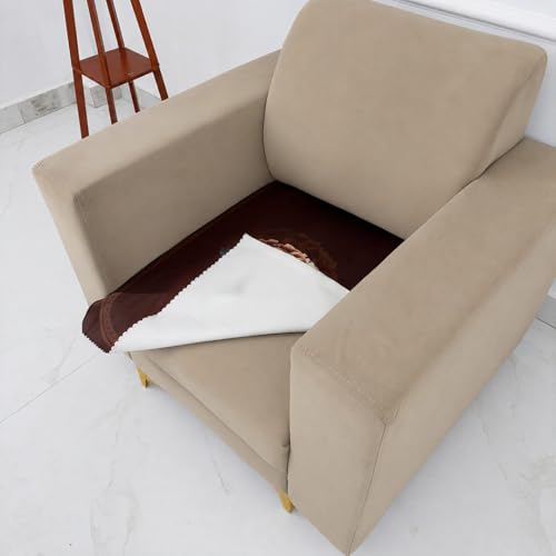 Image of Homerz Premium 'Luxe Series' Holland Velvet Sofa Cover | Smooth Finish | Anti-Skid Fleece Backing | Soft Touch Couch Protector for Living Room (Vase, 1 Seater, Only Seat Cover)