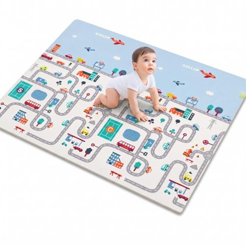 Tapete Infantil Emborrachado Tatame 8mm Dobrável Dupla Face Atividades (Pista) 1,80cm X 1,50cm