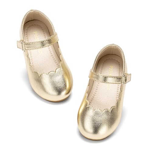 Image of PHIRAMIN Toddler Flower Girl Glitter Dress Shoes Little Girl Ballet Flats Bow Wedding Party