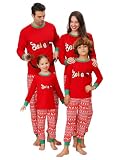 Matching Christmas Pajamas Sets for Family, Cute Womens Mens Christmas Pjs Set Long Sleeve Pajama Outfit Holiday Lounge Sleepwear(Women,S,Red Believe)