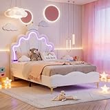 BRILVERDE Cama de Niña 90x200 con LED, 90x200 cm)