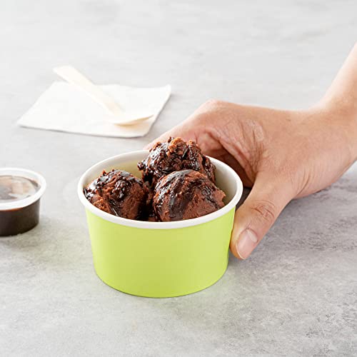 Image of Coppetta 8-Ounce Dessert Cups, 50 Disposable Ice Cream Cups - Lids Sold Separately, Sturdy, Light Green Paper Frozen Yogurt Bowls, For Hot And Cold Foods, Perfect For Gelato Or Mousse - Restaurantware