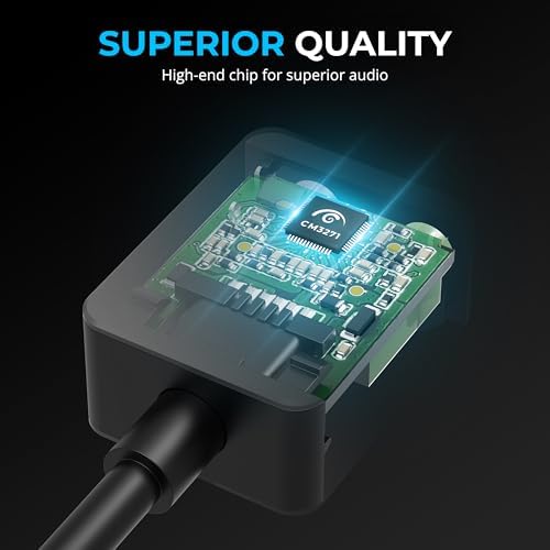 SABRENT USB to 3.5mm Audio Adapter, USB Sound Card, 24-Bit (AU-UCMA) — view 5