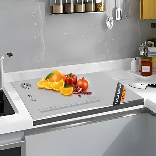 Image of JD FRESH 304 Stainless Steel Vegetable Cutting Board /Chopping Board /Cutting Board /Non Slip /Chopping Board for Kitchen /Kitchen Cutting Boards /Vegetable Cutter Steel (35.5 x 31 cm)