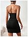 SOLY HUX Women's Ruched Halter Mini Dress Sleeveless Backless Bodycon Club Party Dresses Solid Black Small