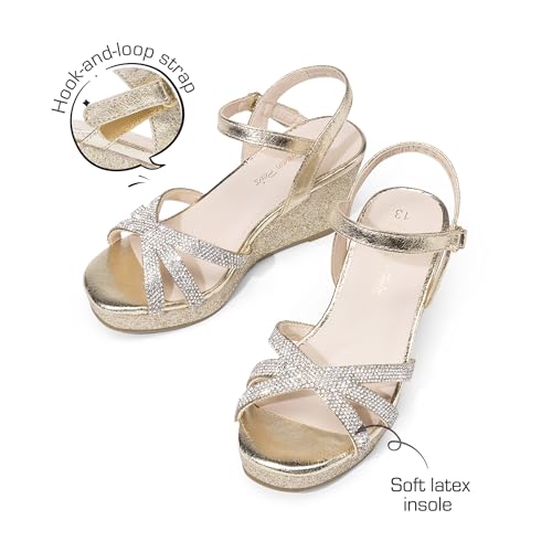 DREAM PAIRS Girls Wedge Sandals Flatform Open Toe Summer Platform Sandals Flower Wedding Party for Little Kid/Big Kid4