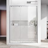 56'-60' W x 76' H Framed Stainless Steel Sliding Shower Door with Extra Wide Opening, Brushed Nickel, 3 Panels 5/16' Certified Tempered Clear Glass, UKS13-60X76-L-BN