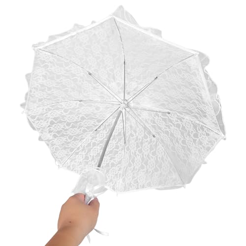 Parasol Mariage Dentelle Blanche Double Couche Brodé Élégant