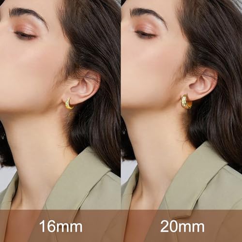 AMELINE 14K Gold Earrings for Women 14K Gold Small Hoop Earrings Gold Earrings for Womens Earring Hypoallergenic Earring 16/20mm2