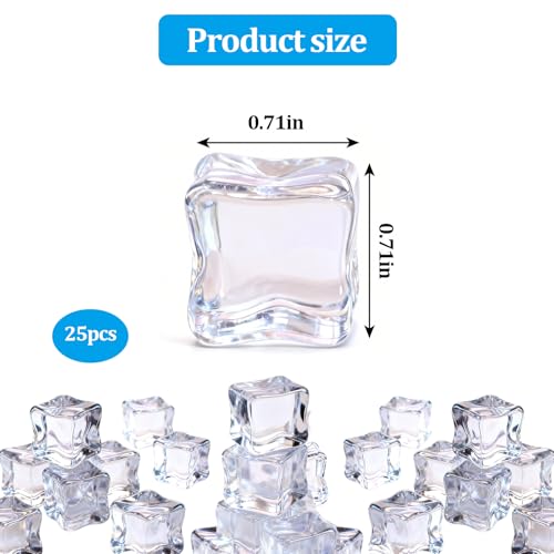 Cubos de hielo falso acrílico 25 piezas transparentes miniatura 2