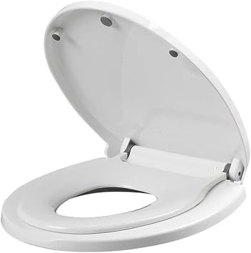 Bathroom Soft Closing Toilet Seat Square, with Quick Release and Stainless Steel Adjustable Hinge, Simple Top Fixing and Easy to Clean