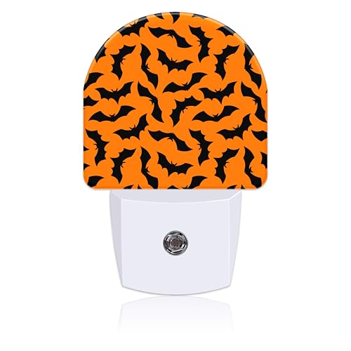 Image of Plug in Night Lights Halloween Bats Night Light with Dusk to Dawn Sensor Night Light for Kid Girls Boys Women Men Room Decor, Hallway, Kitchen, Bathroom, Nursery, Stairs