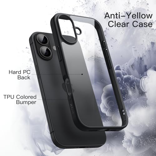 Image of JETech Case for iPhone 17 6.3-Inch, Shockproof Phone Bumper Cover, Solid Color Matte TPU Frame, Anti-Scratch Clear Back (Black)
