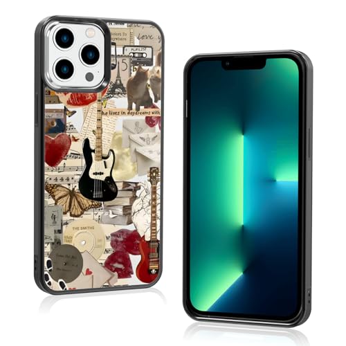 Odhtst Aesthetic Rock and Roll Handyhülle Kompatibel mit iPhone 11 Hülle 15.5 cm TPU Stoßfest Schutz Künstlerische Retro Musik Gitarre Liebhaber Handyhülle für Mädchen Frauen Cover (iPhone 13 Mini