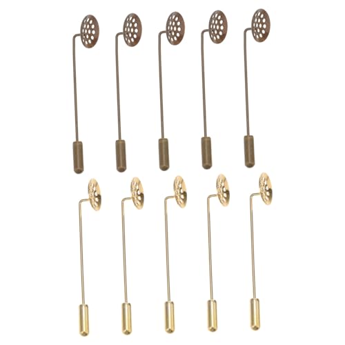Veemoon 10 Piezas Material De Accesorios De Ramillete Equipo Bandeja Para Servir Redonda Bandeja Broche Pin Espacios En Alfiler De Ramillete Oro Pequeño Broche Base Aleación De Zinc