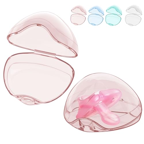 Image of Smlpuame Pacifier Case,2 Pack BPA Free Pacifier Holder Case,Transparent Container Box for Baby Binky（Not Included),Essential Pacifier Accessories,Alway Keep Paci Clean,Easy to Clean(Pink)
