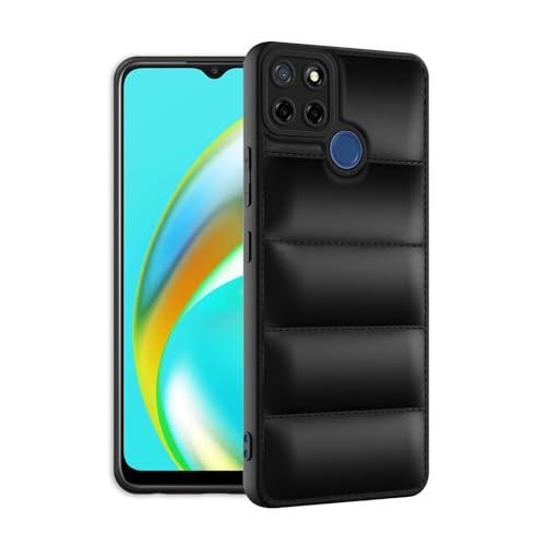 Image of Plus Puffer Case Camera Protection Soft Back Cover for Realme C12 / C25 / C25s / Narzo 20 / Narzo 30A - Black