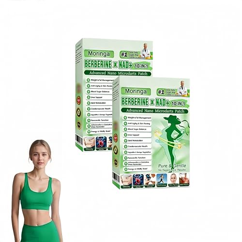 Moringa Berberine Patches, New Moringa Patch, Moringa 10-In-1 Advanced Nano Microdarts Patch, Natural Skin Patches for Women And Men - Firming Skin Suitable for All Skin Types (2 box)