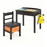 ⭐【Conception Soignée】Les coins de la table et des chaises pour enfants sont finement polis, et les rainures sous le couvercle ainsi qu'un support facilitent l'ouverture et la fixation de la table.