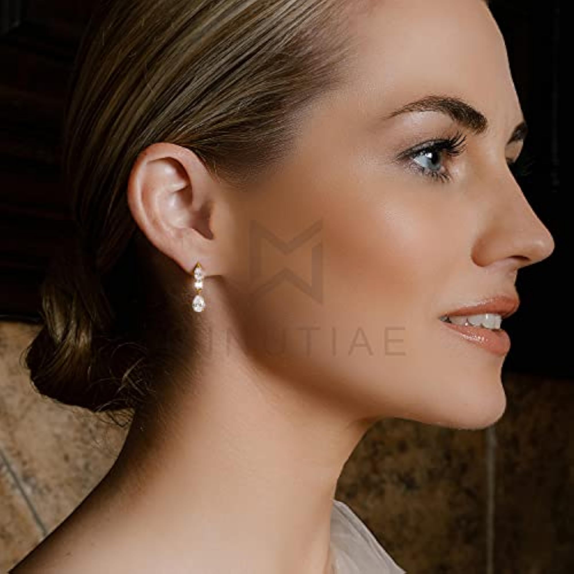 Gold Plated Crystal Diamond Drop Earrings, Elegant Gift for Women