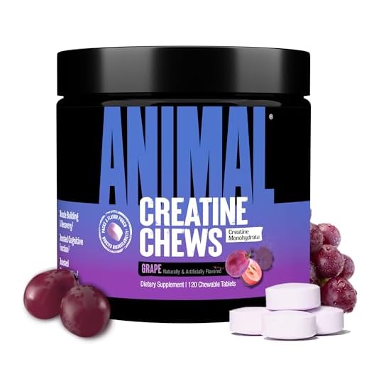 Animal Creatine Chews - Enhanced Creatine Monohydrate Chewable Tablets with AstraGin & Sea Salt, Max Absorption, Pre Post-Workout Support, Muscle Pump, Strength & Recovery for Men & Women - Grape