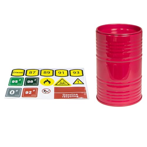 NATEFEMIN 1 PC Red Alloy Simulation Oil Barrel Drum Pen Holder for 1/10 1/8 RC Car
