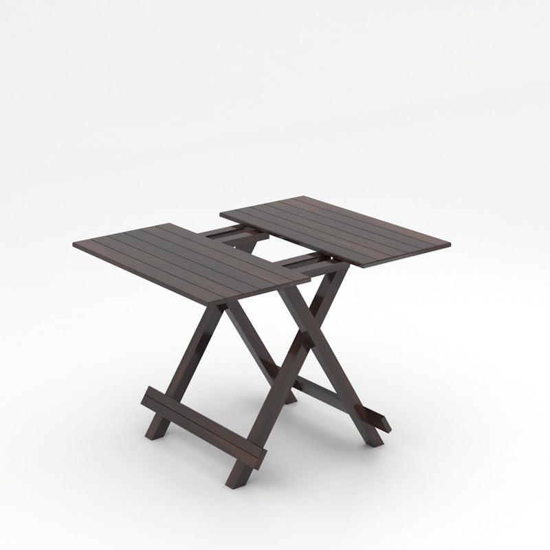Image of BM WOOD FURNITURE Sheesham Wood Foldable Patio Tea /Coffee Table | for Balcony, Garden and Outdoor | Square Table | Walnut Finish