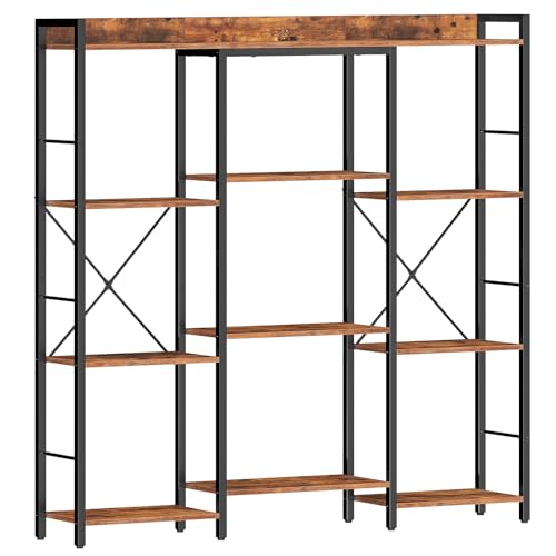 HOOBRO Triple 4-Tier Bookshelf, Bookcase with 10 Open Storage Display