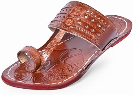 Men's Daily/Casual/Ethnicwear Slip-on Brown Color Flat Handmade Kolhapuri Chappal (Brown