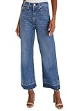 Astylish Womens High Waisted Cropped Jeans Wide Leg Stretchy Baggy Straight Leg Denim Pants Light Blue