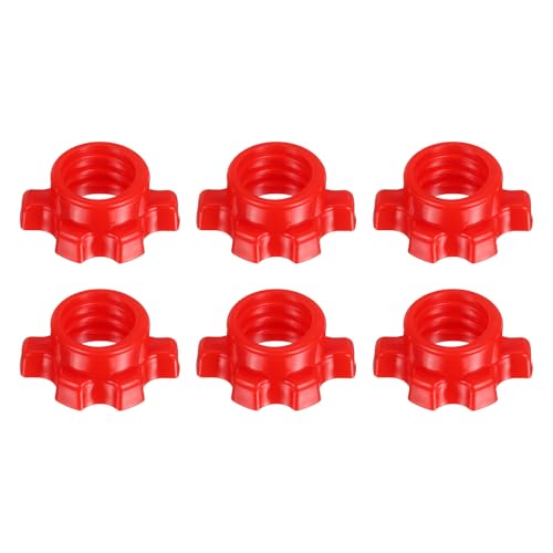 YELARXI Dumbbell Collars, Barbell Spin Lock Hex Nuts Anti Slip Weight Clip 1" & 8 Pack & Plastic & Red - Fitting for (1" Standard Barbell - Dumbbell - Weight Lifting)